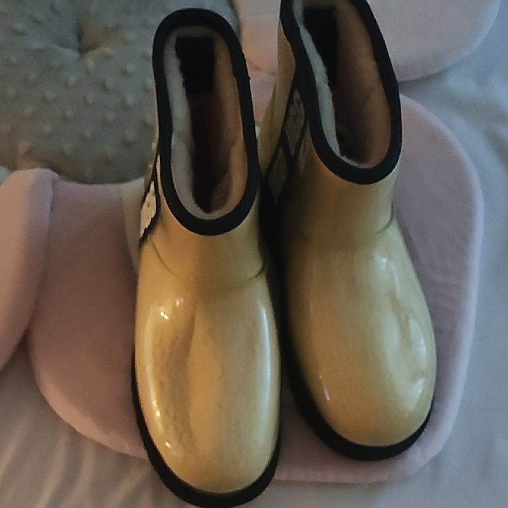 Yellow Ankle Boots with Black Trim